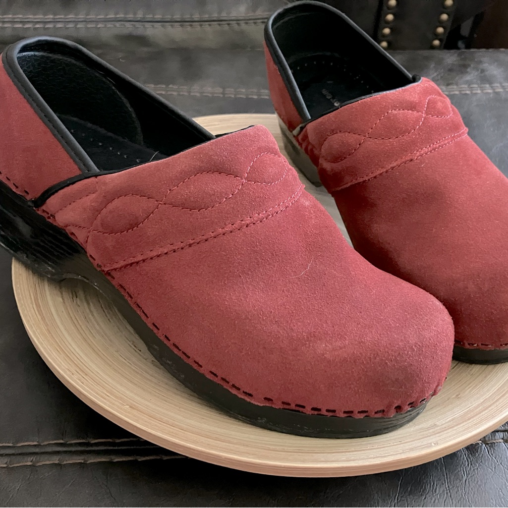 Lands' End Red Suede Clog Mules